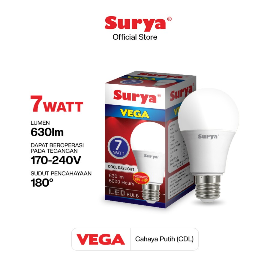 Surya Lampu LED Vega 5/7/9/12/15/18/22 Watt - Putih