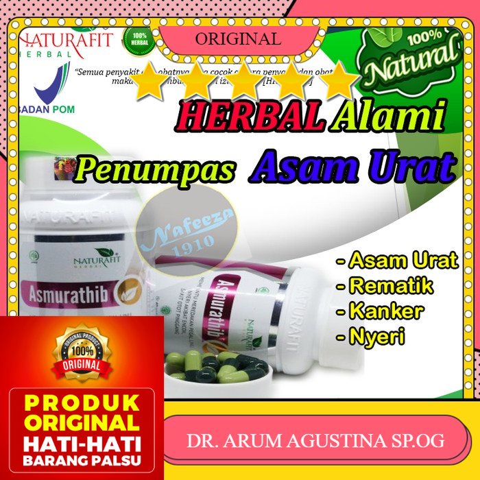 100%  ORIGINAL OBAT ASAM URAT NATURAFIT ASMURATHIB 60 KAPSUL - obat asam urat dan kolesterol nyeri s