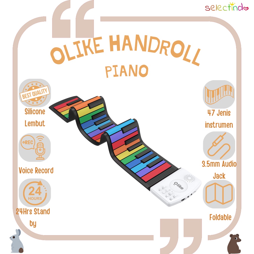 Olike Hand Roll Piano Lipat Mainan Edukasi Anak