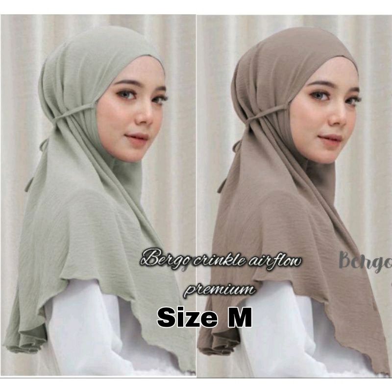 Bergo Crinkle Airflow Cotton Bergo Instan Airflow Premium Size (M)
