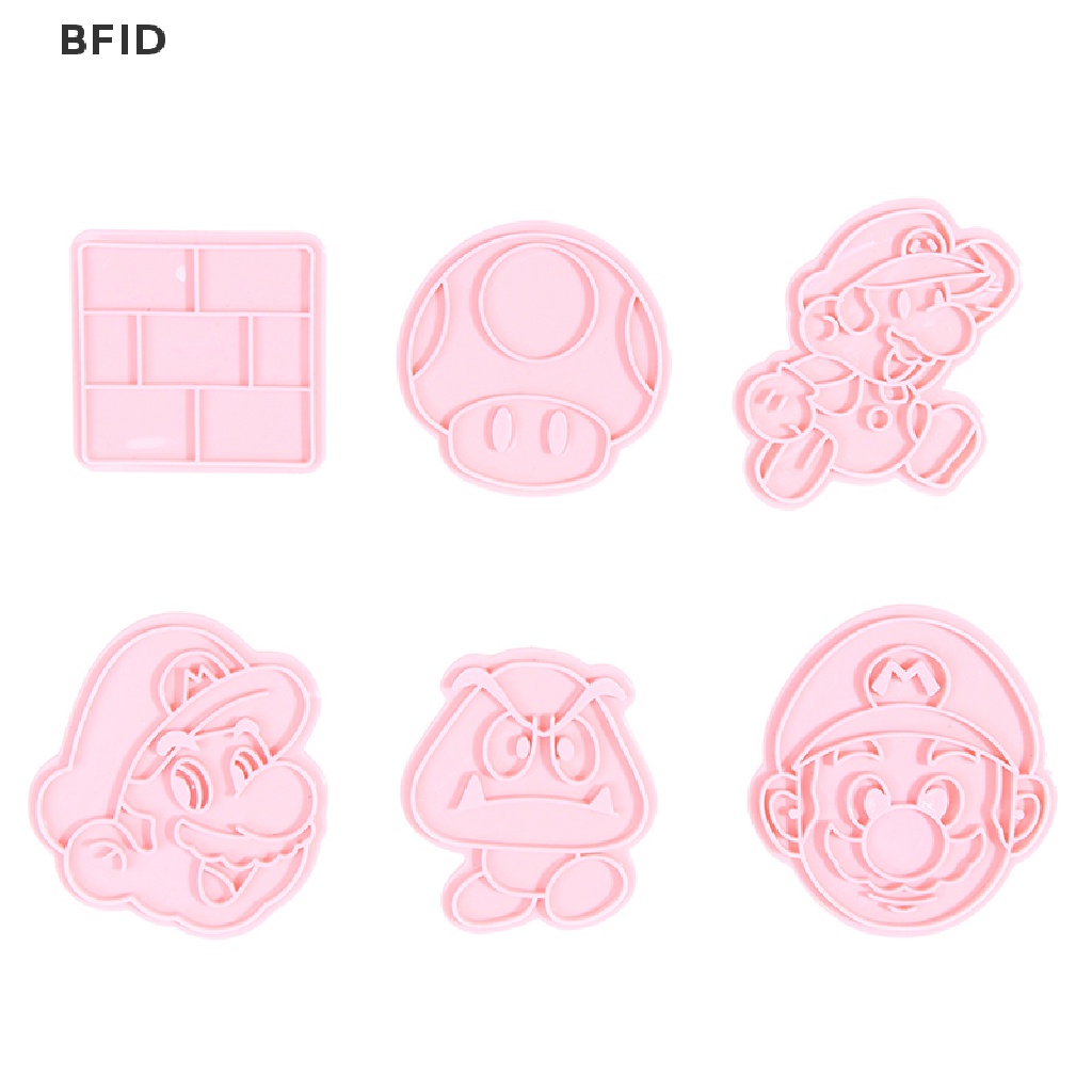 [BFID] 6pcs/set Super Mario Cetakan Kue Kering Anime Action Figure Cookie Fondant 3D Press Cetakan Alat Kue Pesta Halloween DIY Hadiah Ulang Tahun [ID]