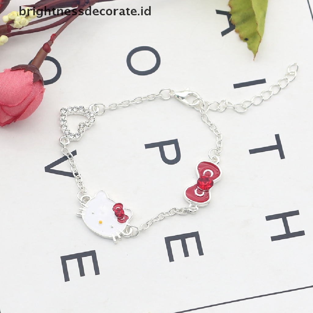 [Birth] Kitty Gelang Stainless Steel Charm Kartun Gelang Untuk Wanita Gadis Anak [ID]