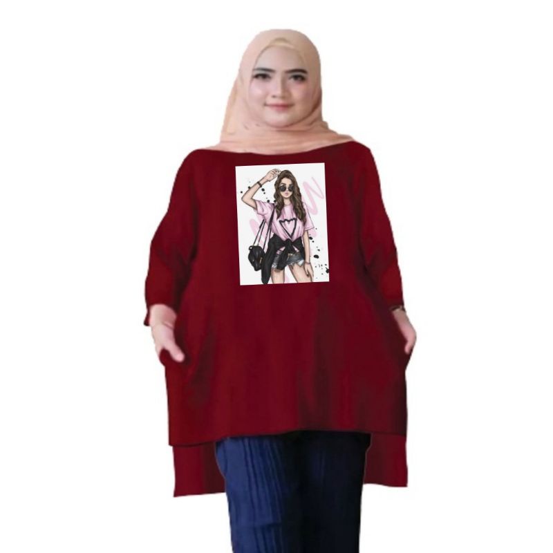 Atasan Baju Tunik Kaos Wanita Oversize LD 130 Cm Terbaru 2023 Viral Gambar DTF Bahan Kaos Babyterry . Atasan Baju Wanita Santai Tunik Wanita Dewasa Cewek Jumbo Kekinian Murah Big Size Kacamata