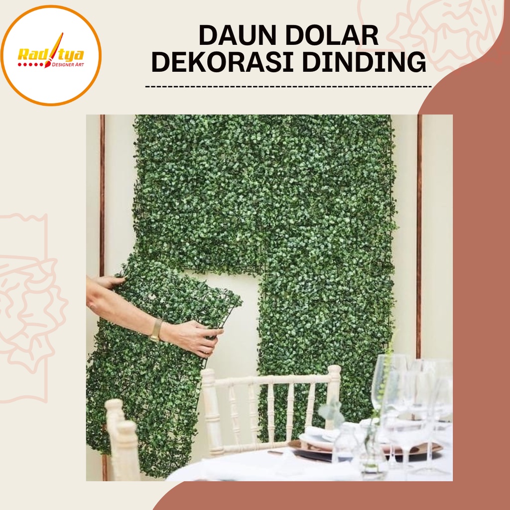 Daun Dolar Artificial Ukuran 60x40 cm Untuk Dekorasi Dinding