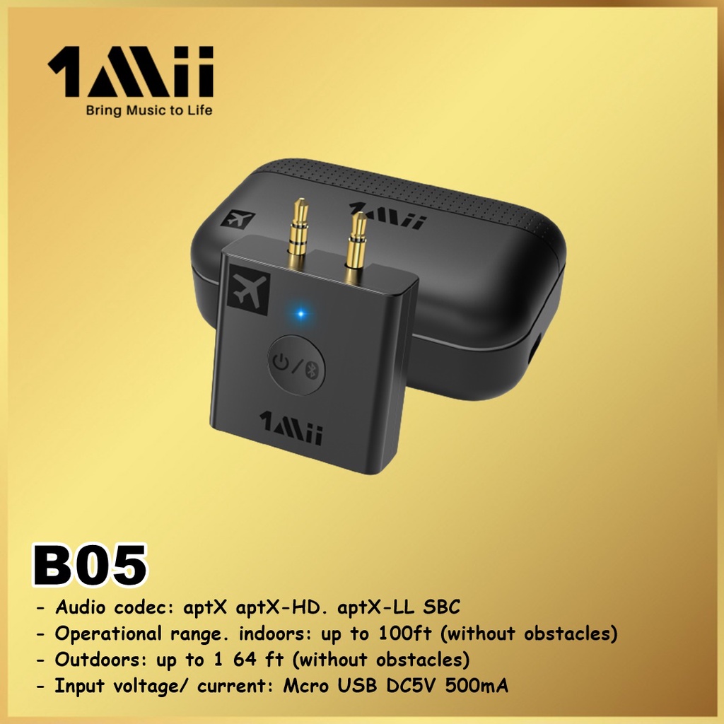 1Mii B05 B 05 Wireless Airplane Audio Adapter Bluetooth Transmitter