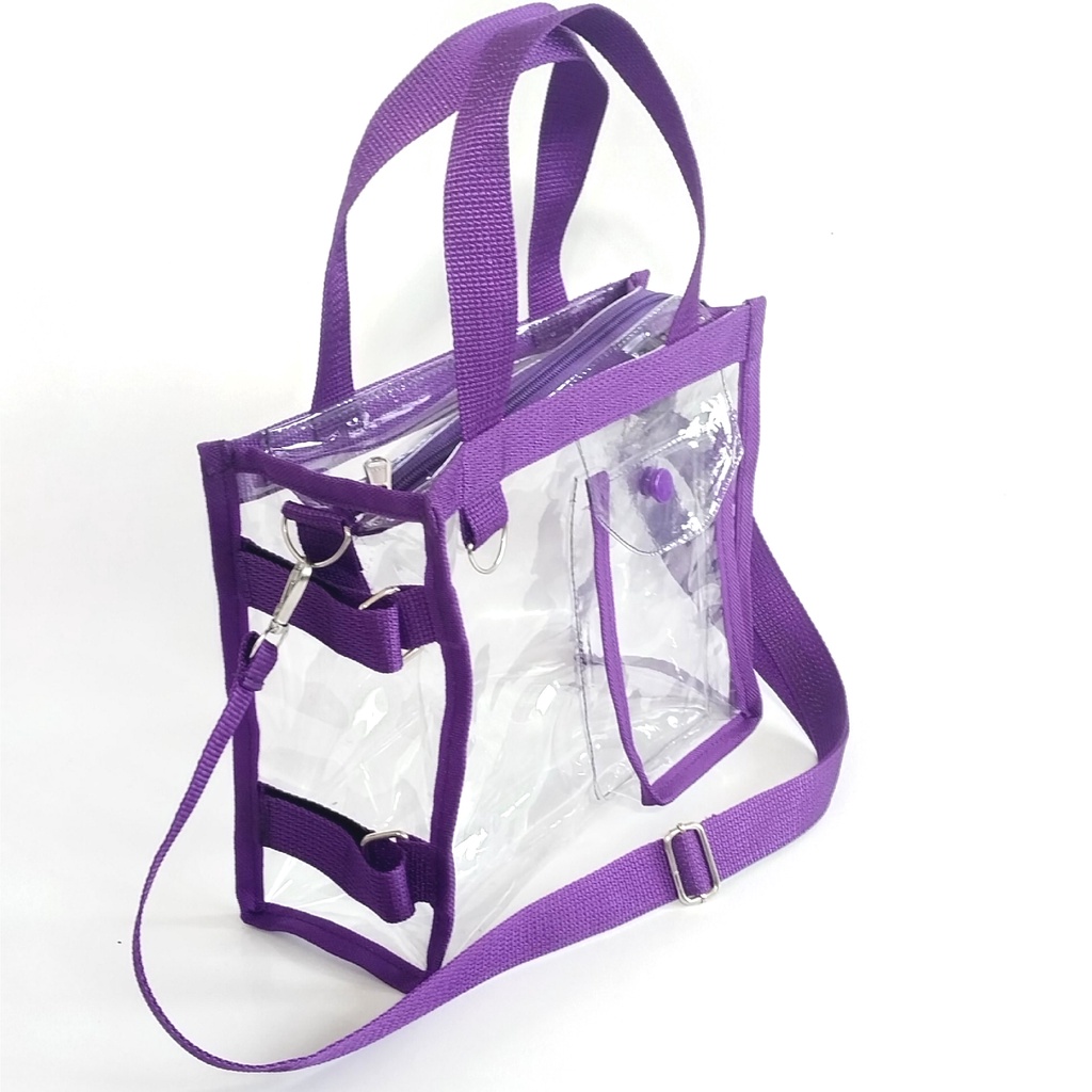 TAS SELEMPANG TRANSPARAN PVC SLING BAG / HAND BAG / TAS KONSER / TAS MIKA UNGU