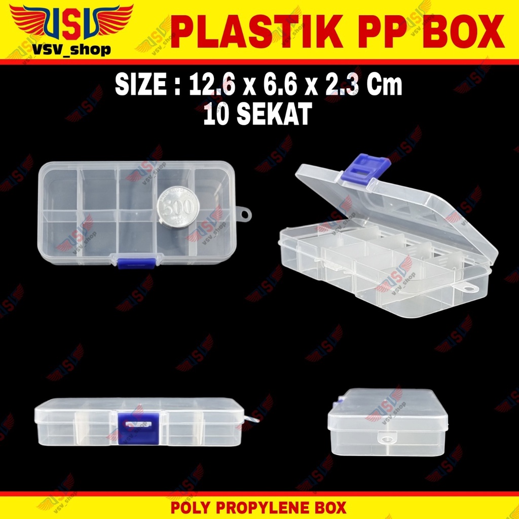 Kotak Plastik 10 Sekat Penyimpanan Box Plastik PP Case Plastic Storage Box QC10