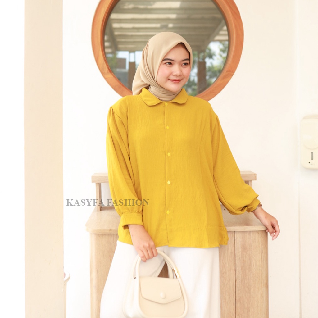 ELISA TOP BLOUSE // ELZE KEMEJA CRINCLE LENGAN BALON