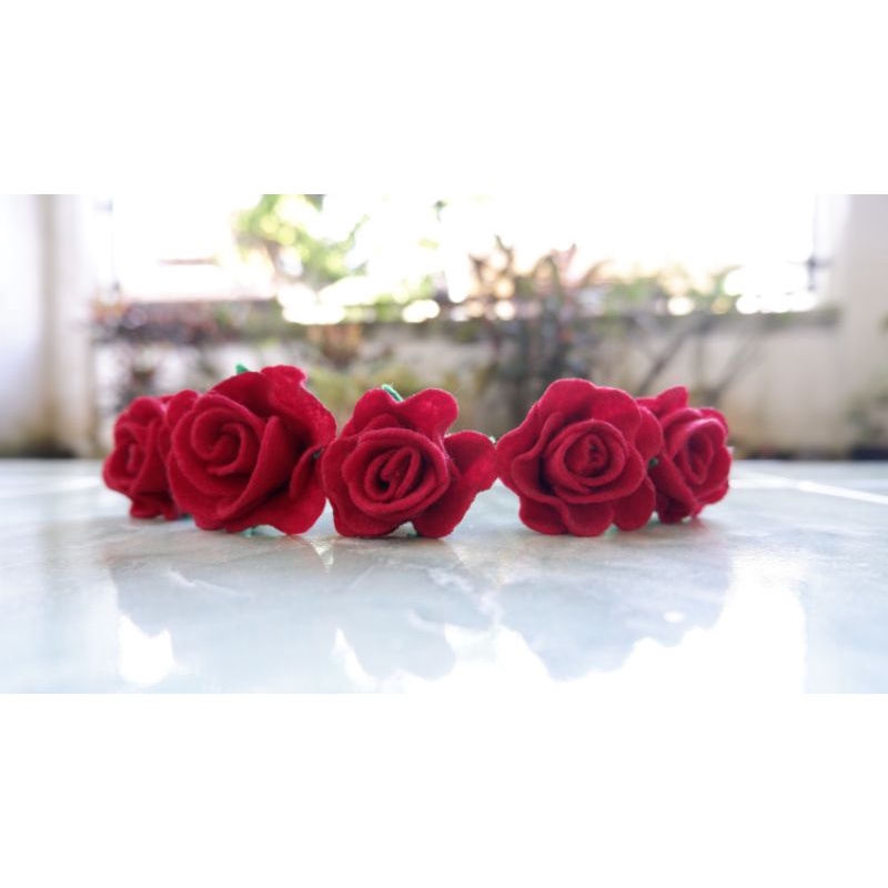 Bunga Mawar Single/ Bunga Flanel/Bunga Mawar Merah