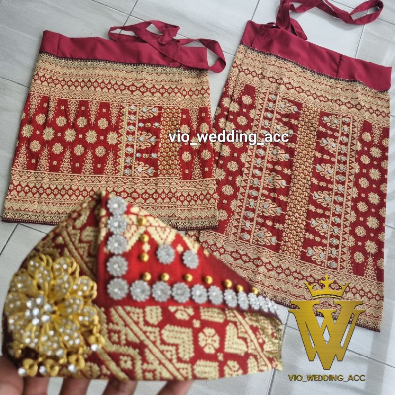 songket palembang (tenun asli) + diamond. Siap pakai [kainwanita+kain pria+Tanjak pria]