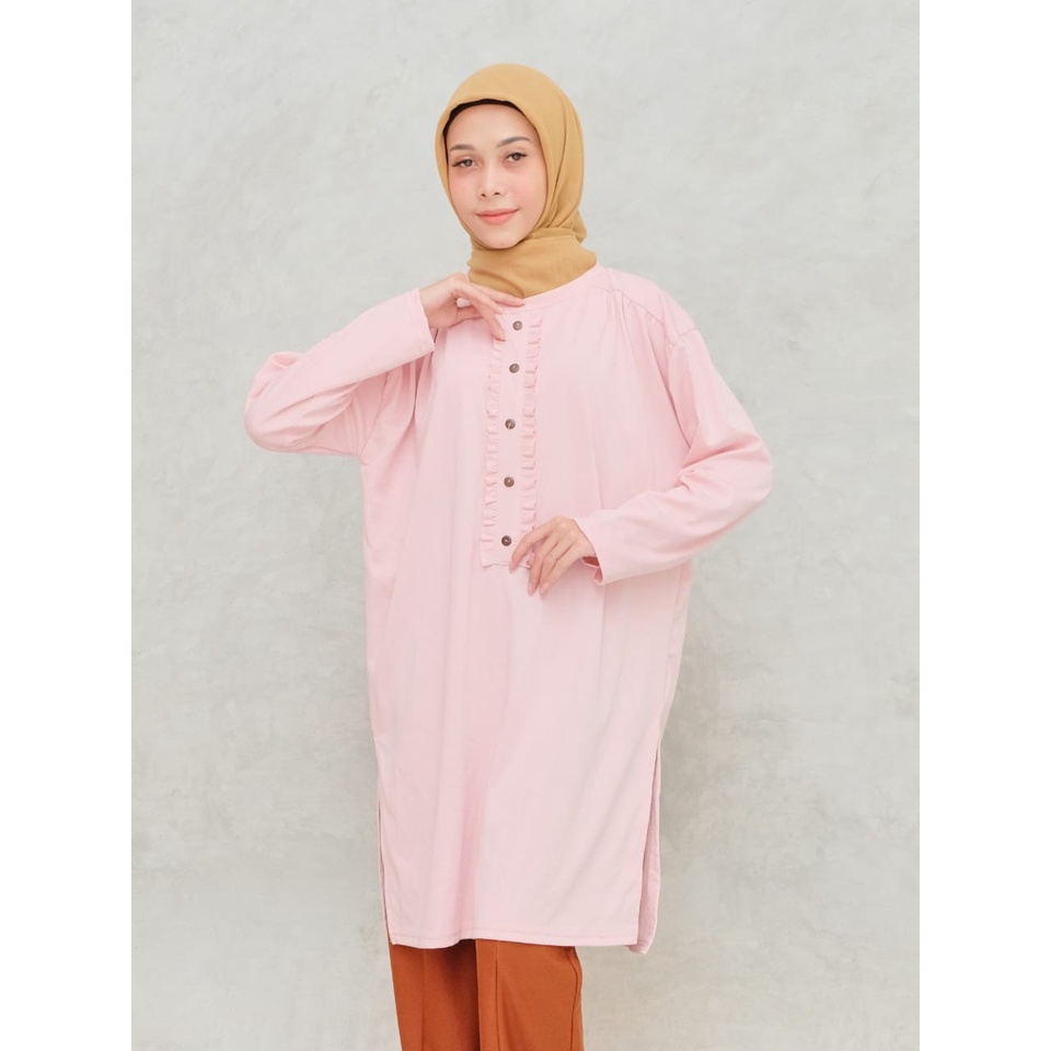 Baju Gamis Polos Kancing/ Gamis Basic Bahan Cotton Denim