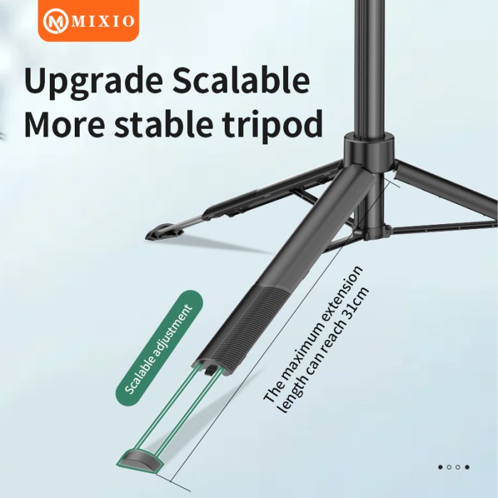 MIXIO A66 - 160CM Tongsis Bluetooth Selfie Stick Tripod with LED Light