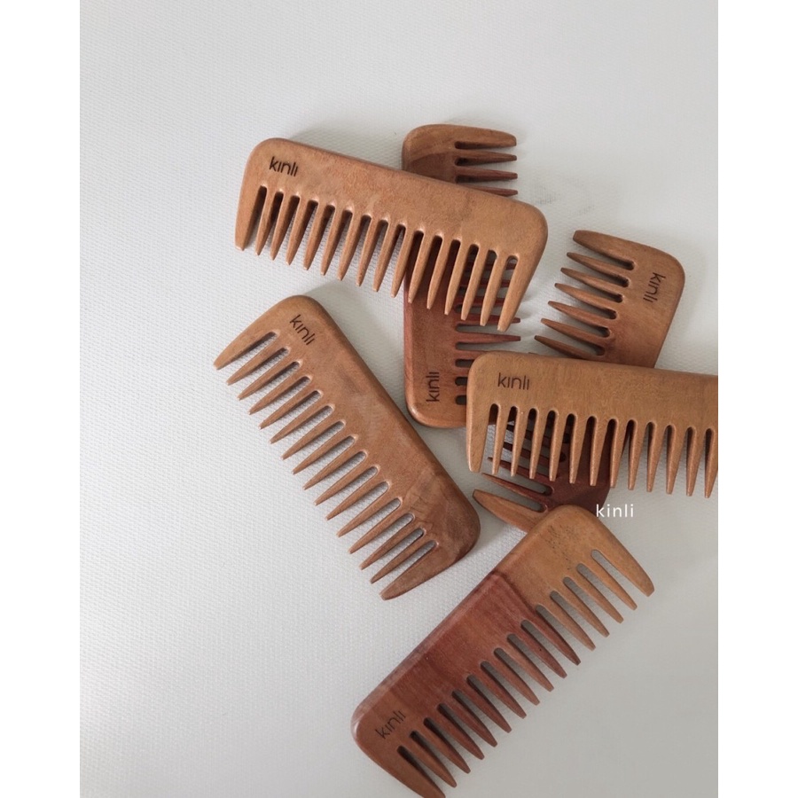 wooden hair comb eco friendly detangling brush static free sisir kayu