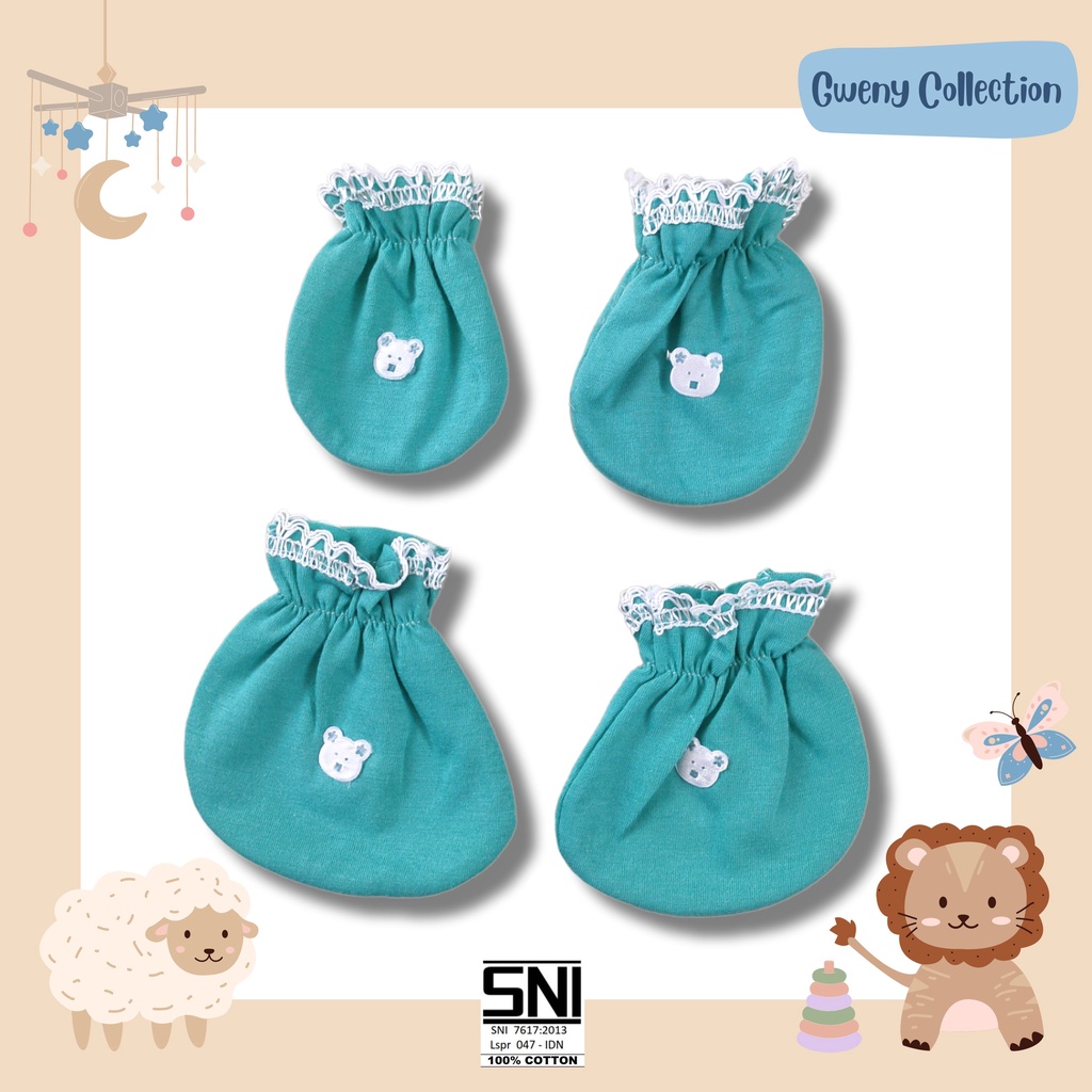 1SET SARUNG TAGAN &amp; KAKI BAYI SARUNG TANGAN NEWBORN UNISEX (KARET) STK
