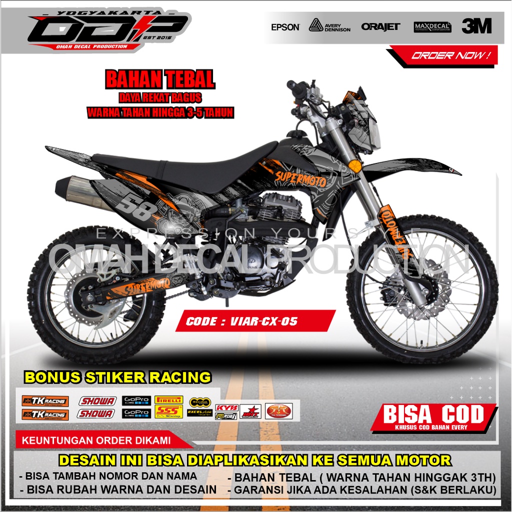 DECAL VIAR CROSS 250 FULL BODY STIKER DEKAL VIAR CROSS BANYAK PILIHAN WARNA MODEL TERBARU ELEGAN BIS