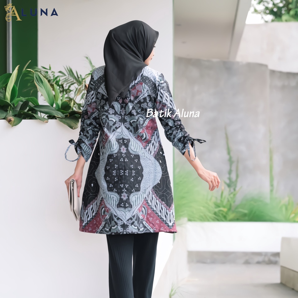 Batik Wanita Tunik Lengan Panjang Dewasa Terbaru Katun Lapis Trikot Premium Modern Batik Kerja Kantor Kondangan Size M L XL XXL 104