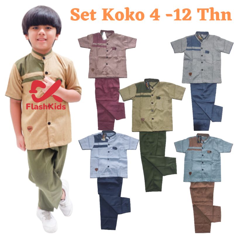 Flashkids Baju Koko Anak Laki  4-12 Tahun