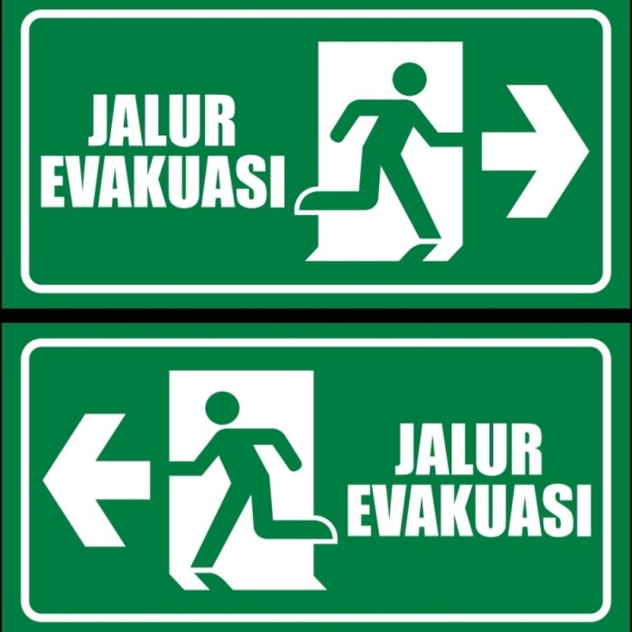 

sign stiker jalur evakuasi panah / sticker rambu pintu darurat arah - 30X15, KIRI