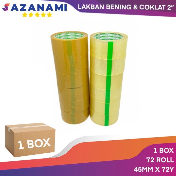 

Rewa 1 Box Lakban Bening 2 Inch X 72 Y Sazanami Lakban Coklat #Jne Trucking
