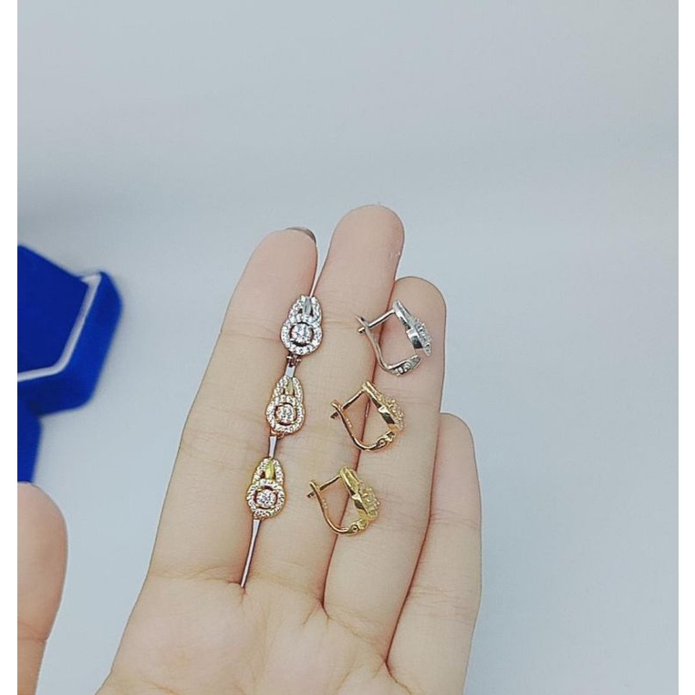 anting jepit bunny mp full / anting perak asli silver 925 lapis emas/ anting fashion wanita terbaru