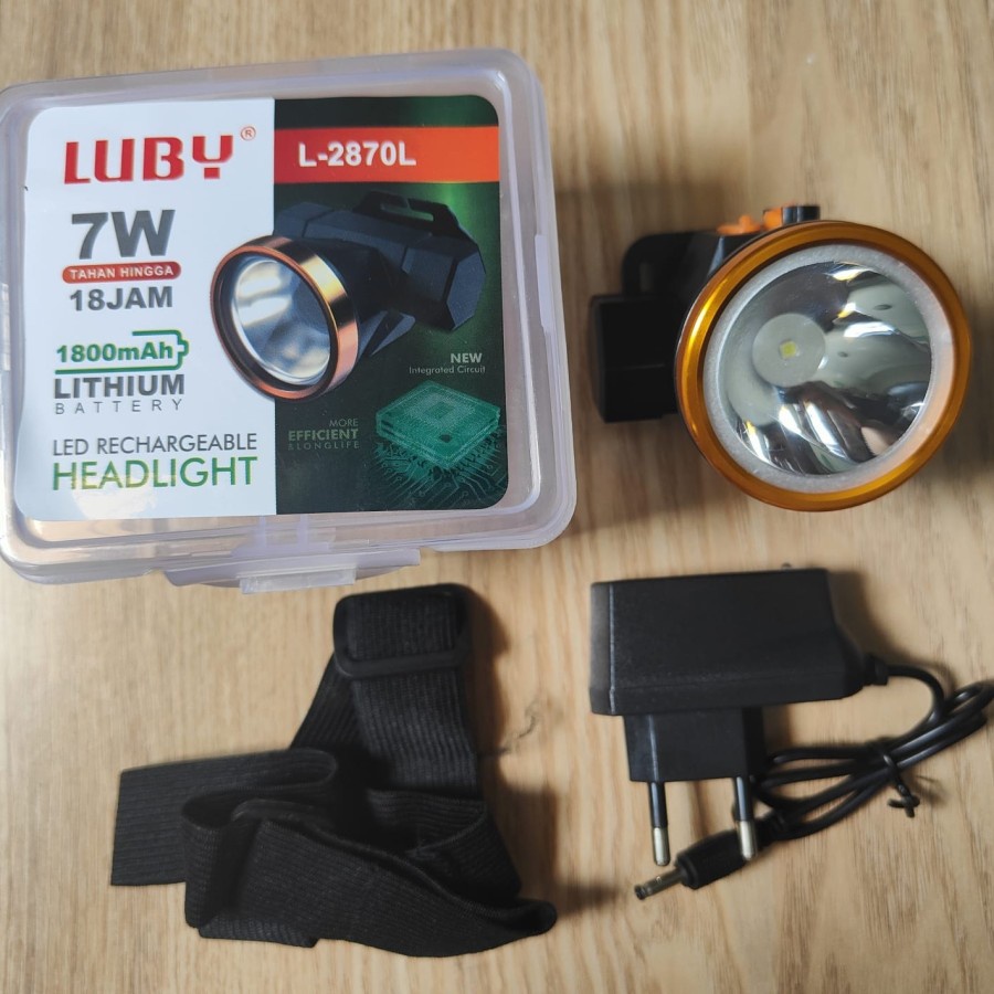 Senter Kepala LED Luby 7 Watt L-2870L Cahaya Putih Original BERGARANSI RESMI