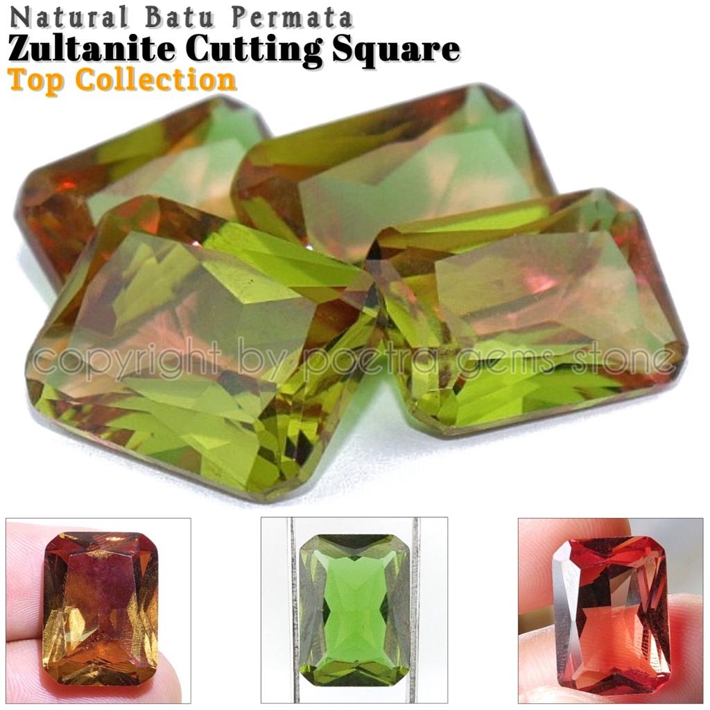 Batu Permata Zultanite Cutting Square Colour Changes