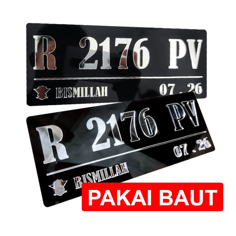 Plat Motor Timbul Crome Custom