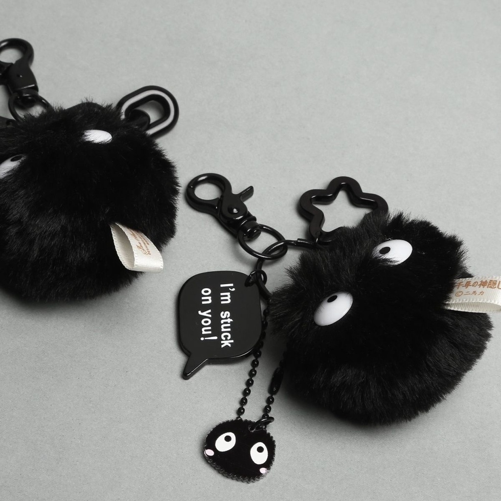 SearJepang Hayao Miyazaki Totoro Hitam Bola Boneka Genie Gantungan Kunci Tangan Tas Liontin Mewah 00