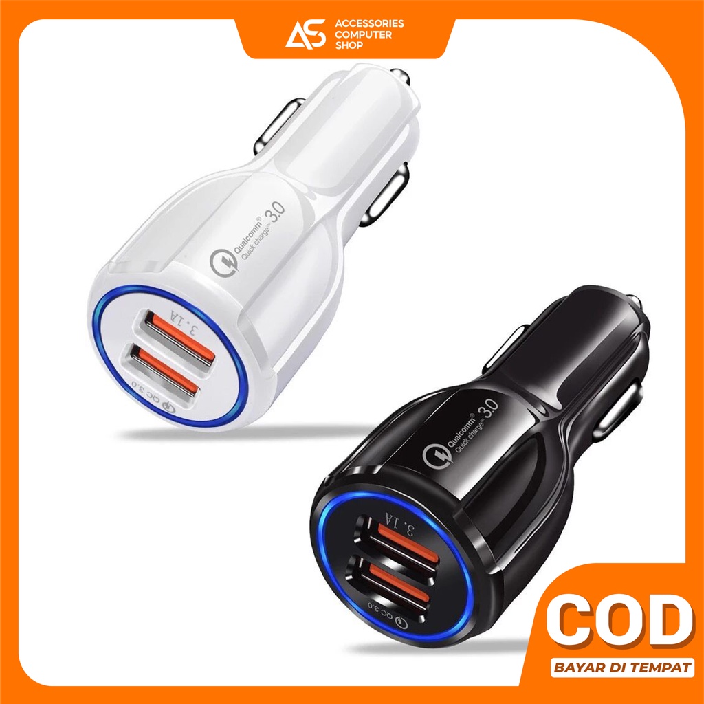 Adaptor Car Charger HP 2 Port For Mobil Motor Dual USB Fast Charging 3.1A QC 3.0 Good Quality AH062 - ACS