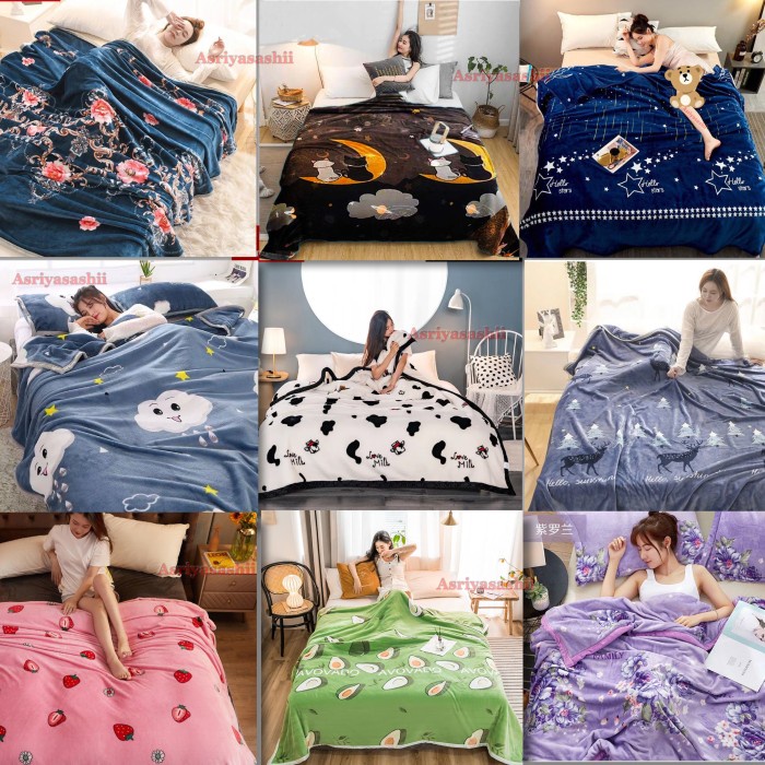 Selimut karakter halus 150x200 motif kembang cantik super lembut - RANDOM M7S4 BAYAR DI TEMPAT slimu