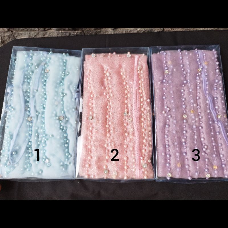 VEIL PENGANTIN PAYET MUTIARA / KERUDUNG PENGANTIN