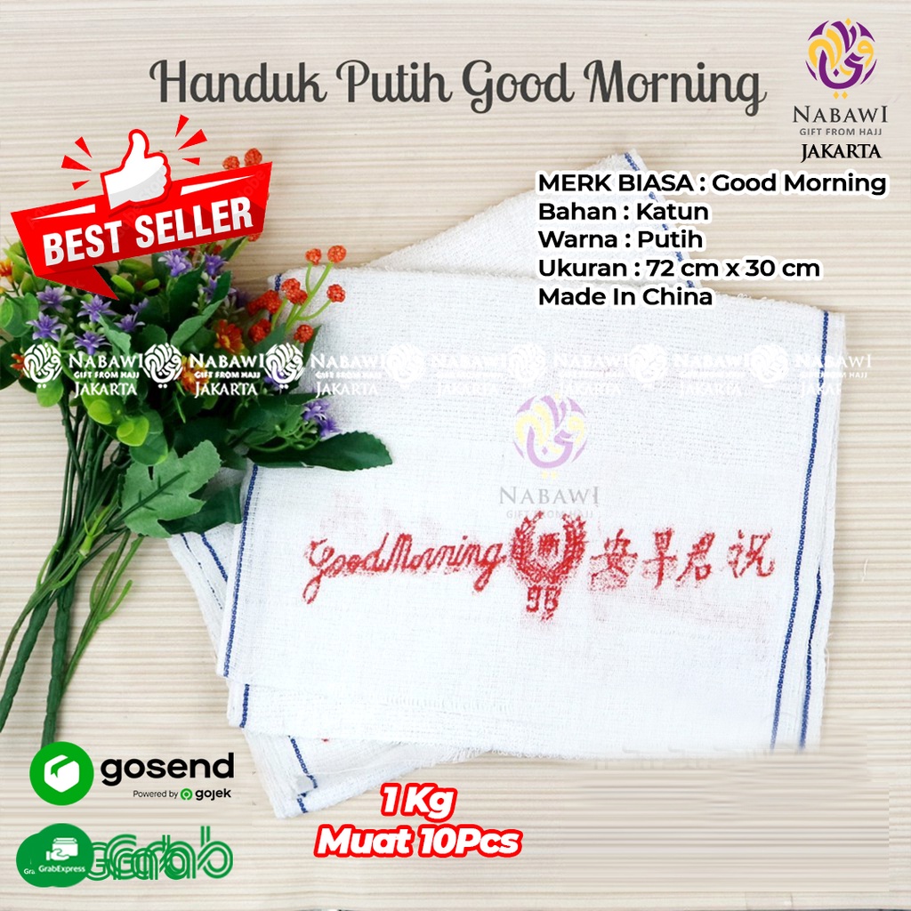 Handuk Good Morning Handuk Biasa / Handuk Original Olahraga Handuk Wajah Perlengkapan Haji dan Umroh Jakarta