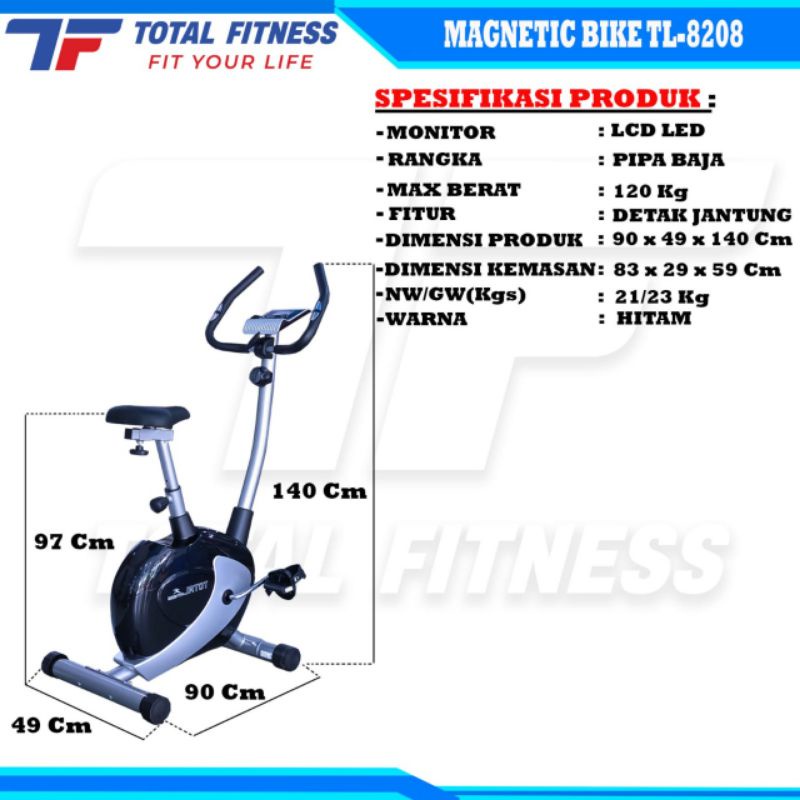 Sepeda Statis Magnetik Bike TL 8208 Total Fitnes