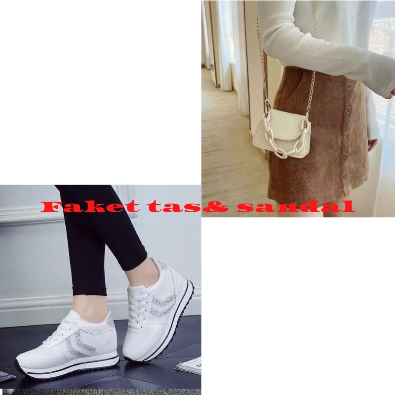 paket 1 stel TAS dan sepatu sneaker