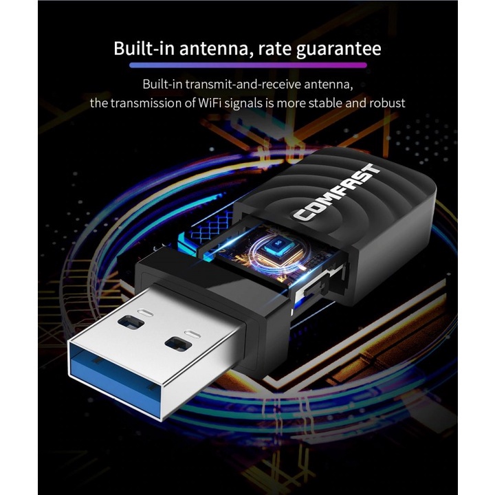 80 COMFAST CF-812AC - Dual Band USB 3.0 Wireless Adapter - 1300Mbps