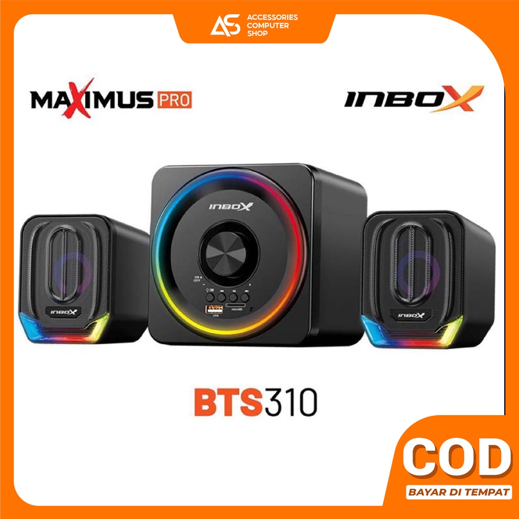 Speaker Bluetooth Komputer/Laptop Inbox BTS310 Maximus Pro RGB Speaker BT, FM Radio, USB, TF Card &amp; Remote Control