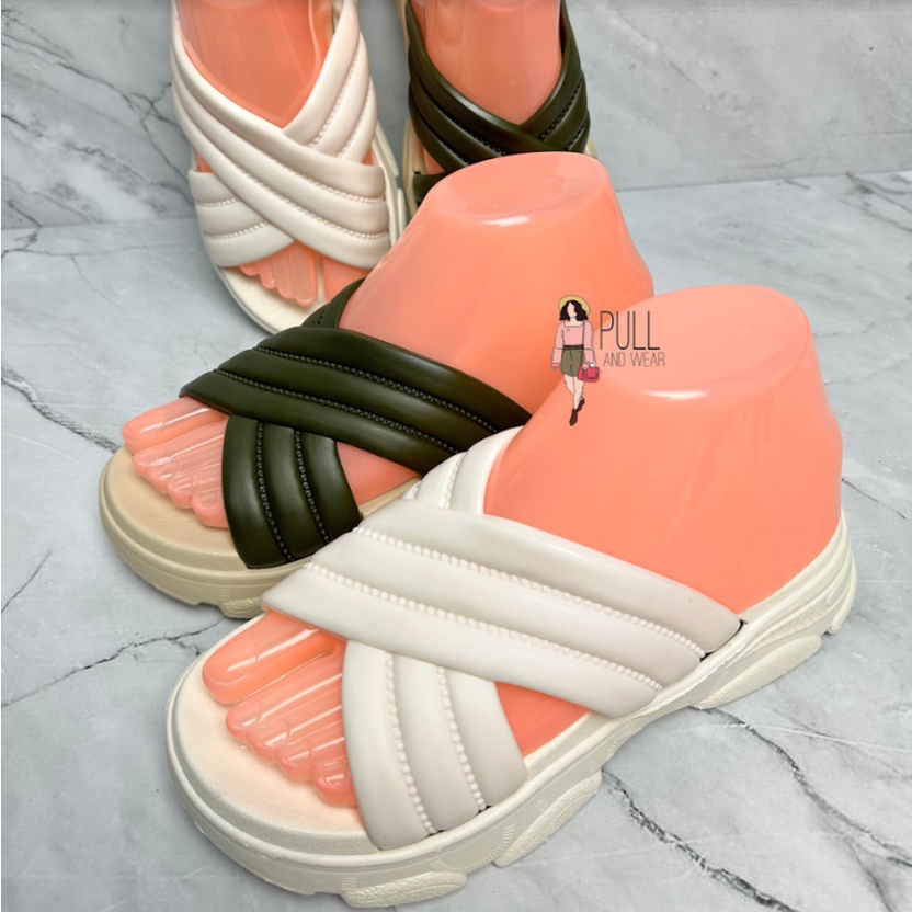 Sandal Wedges Wanita OLYMPIC Tali Silang Kekinian HYS 2201 K6