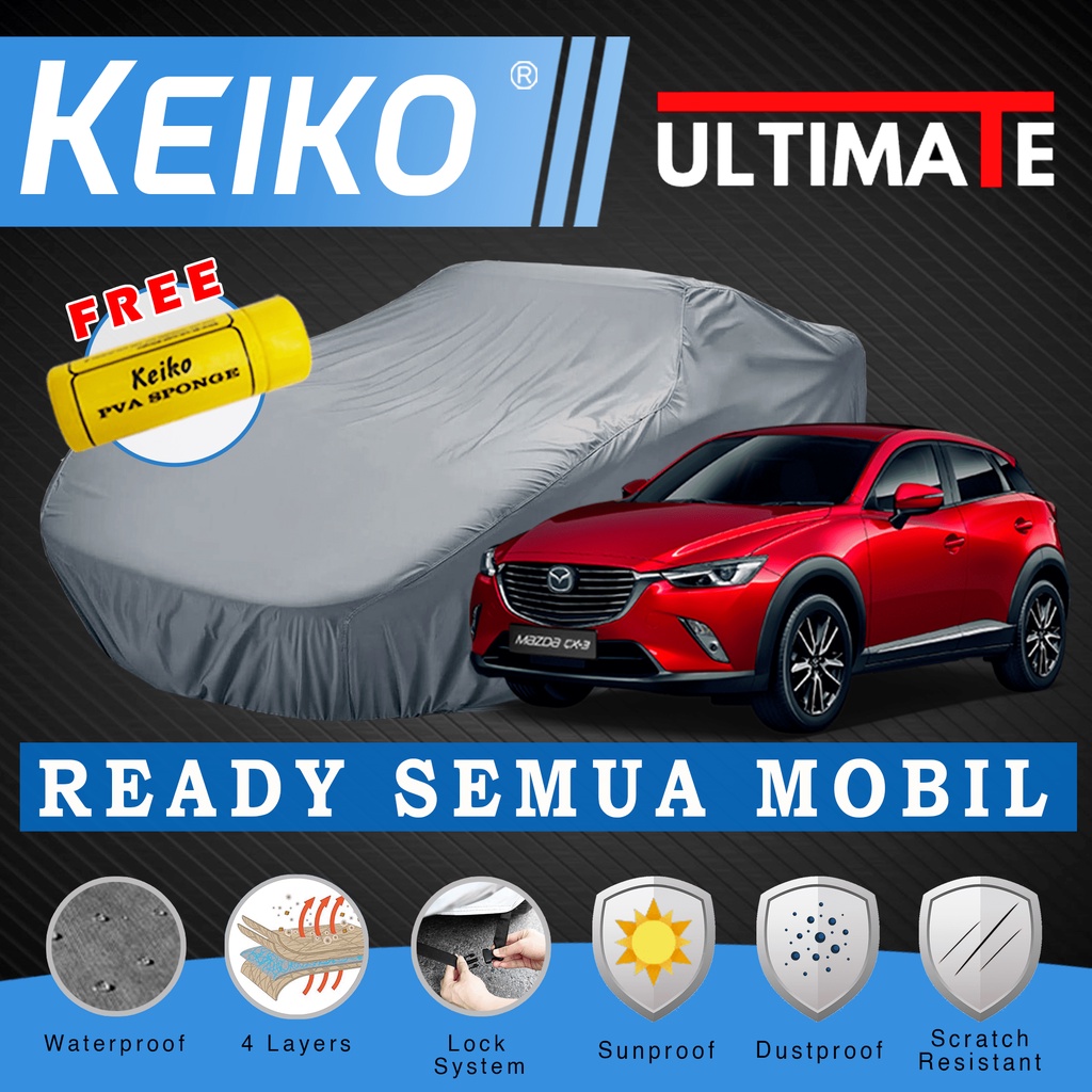 Sarung Cover Tutup 4 Layer Lapis Mantel Penutup Body Mobil Mazda 6 CX3 Hyundai Kona Santa Fe Panther Touring Tucson DFSK Glory 560 580 Gelora Renault Koleos Triber Lexus Palisade Serena Luxio APV Grandmax Evalia Aerio Hatchback Keiko Ultimate