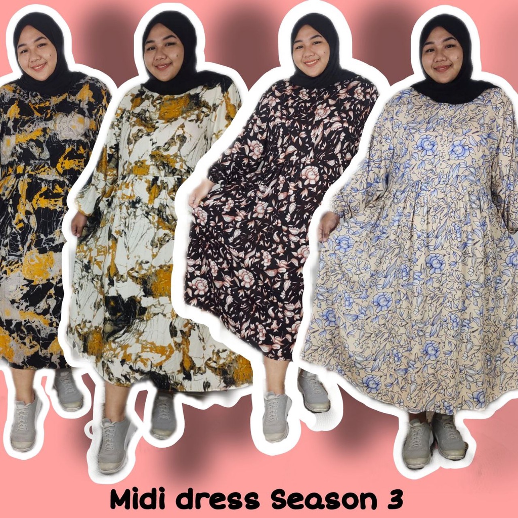 MIDI DRESS SUPER JUMBO TERUSAN BIGSIZE OOTD OVERSIZE LD 120 130 140 150 COD