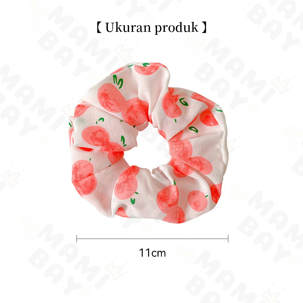 OKEYI Scrunchie Korea Motif Buah Ikat Rambut Wanita Scrunchie