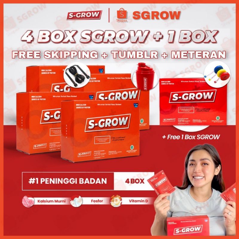 S-GROW Susu Peninggi Badan Terbaik 5 Box ( Free Skipping &amp; Meteran &amp; Tumbler )