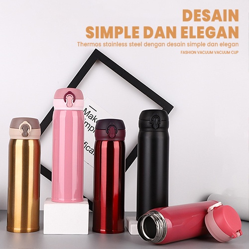 Termos Kancing Niagara Polos Kancing Vacuum Flask Tahan Panas 500 ML / Tumbler Botol Minum Polos Vacuum Tahan Panas - DX-001