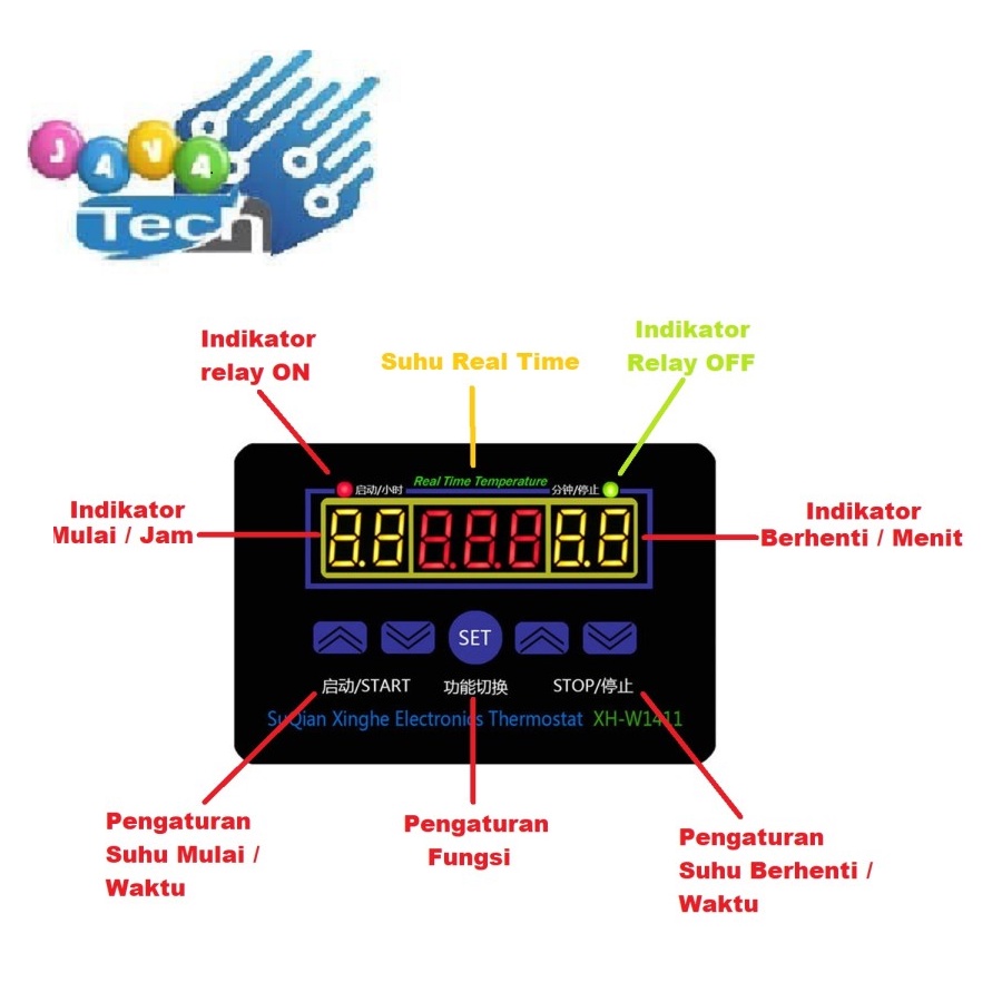 Termostat Timer Digital XH-W1411 DC12V AC 110-220V Pengatur Suhu Waktu