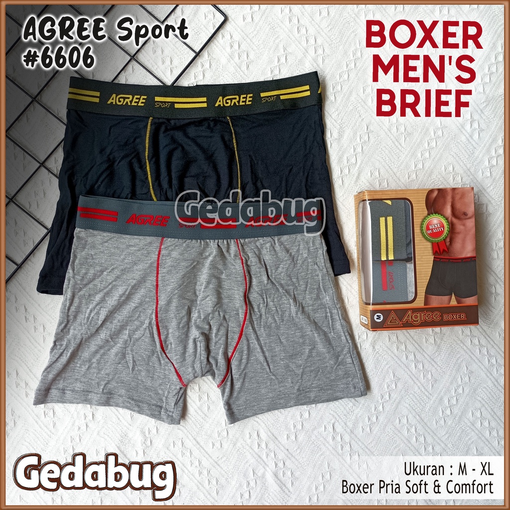 [ 2pc ] CD Boxer AGREE 6606 | Celana dalam Pria Agree Sport  Mens Brief Soft &amp; Comfort | Gedabug