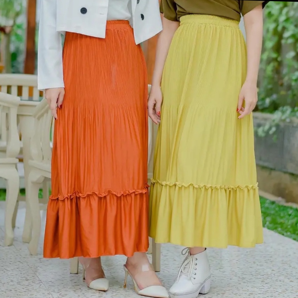 Rok panjang Plisket Lidi Cabang Rok muslim/Mayung/Payung Longgar/jumbo Bawahan Terbaru Termurah Terlaris