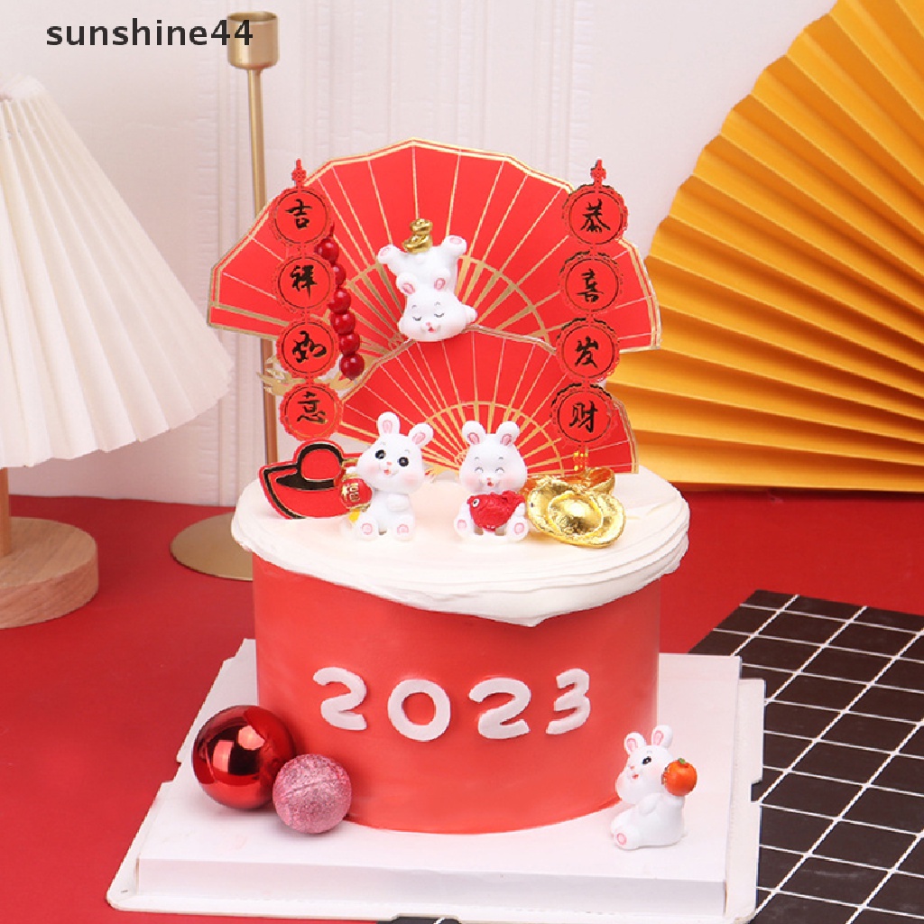 Sunshine 1Pc 2023dekorasi Kue Kelinci Miniatur Kartun Ornamen Pemandangan Kelinci.