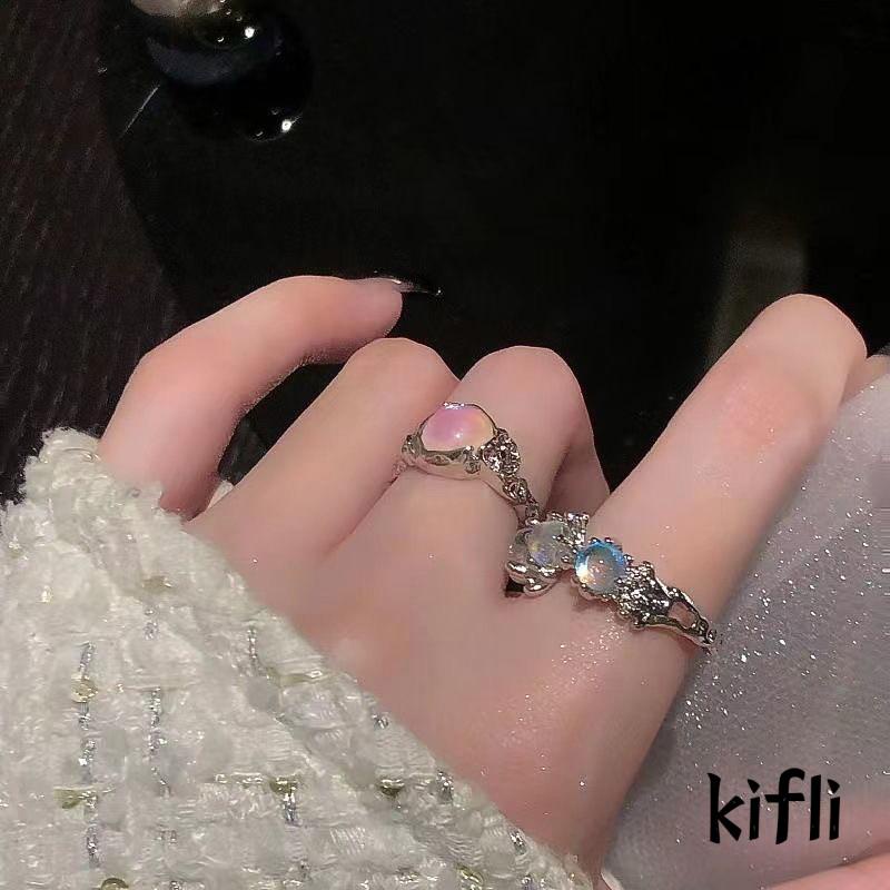 [KD] Cincin Batu Bulan Tidak Teratur Desain Perempuan High-end Cahaya Mewah Cincin Yang Dapat Disesuaikan