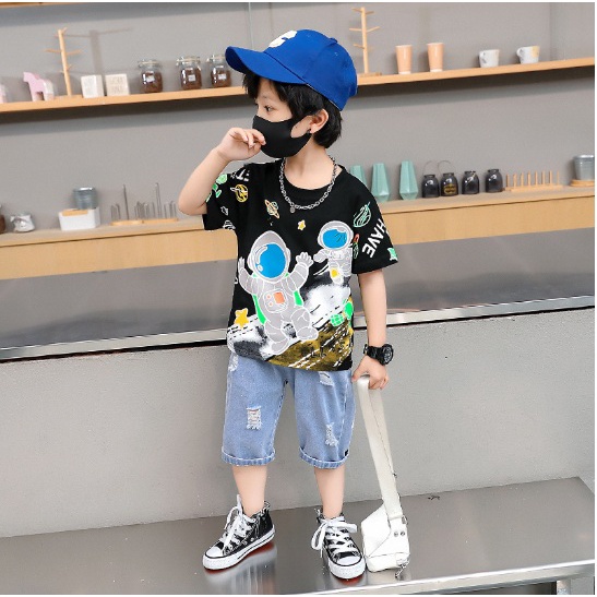 SETELAN ANAK COWOK SETELAN IMPORT PREMIUM MODEL ASTRONOT + JEANS TEBAL SIZE 120-160