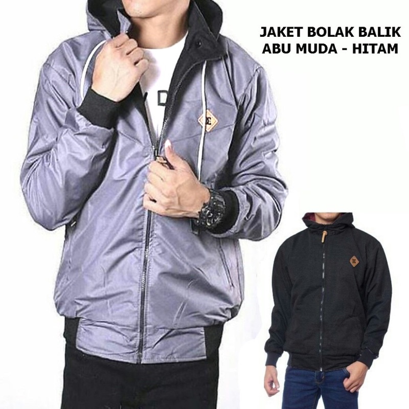 JAKET BOLAK BALIK PRIA / JAKET MOTOR / JAKET ANTI AIR / JAKET PARASUT DC 2 IN 1 ANTI AIR