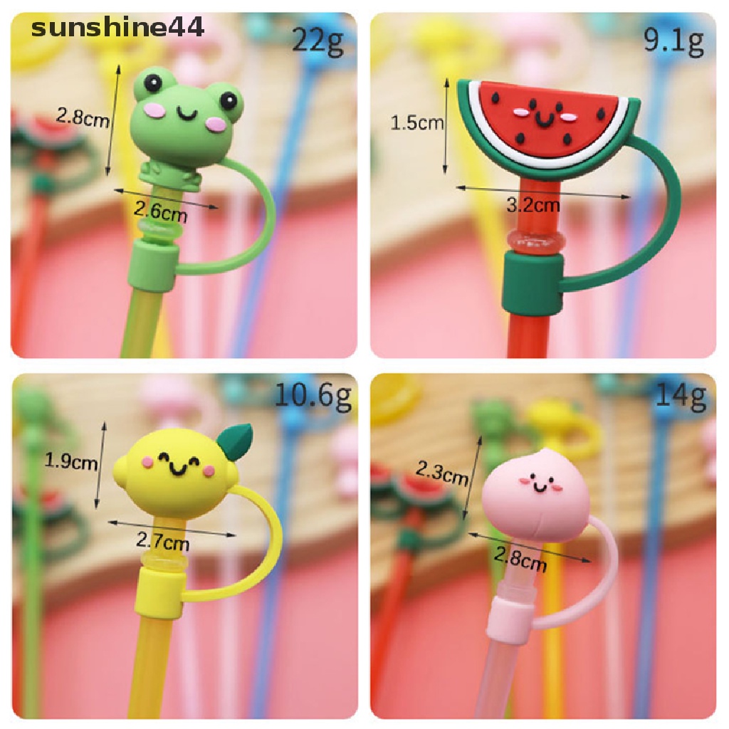 Sunshine 1pc Steker Gelas Sedotan Silikon Plug Kartun Straw Cover Topper Sealing Tools.